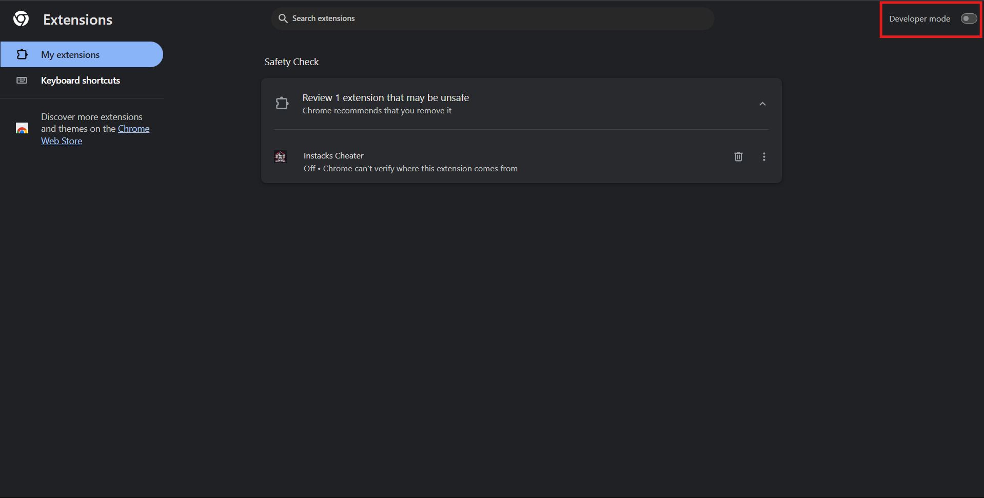 Developer Mode Toggle