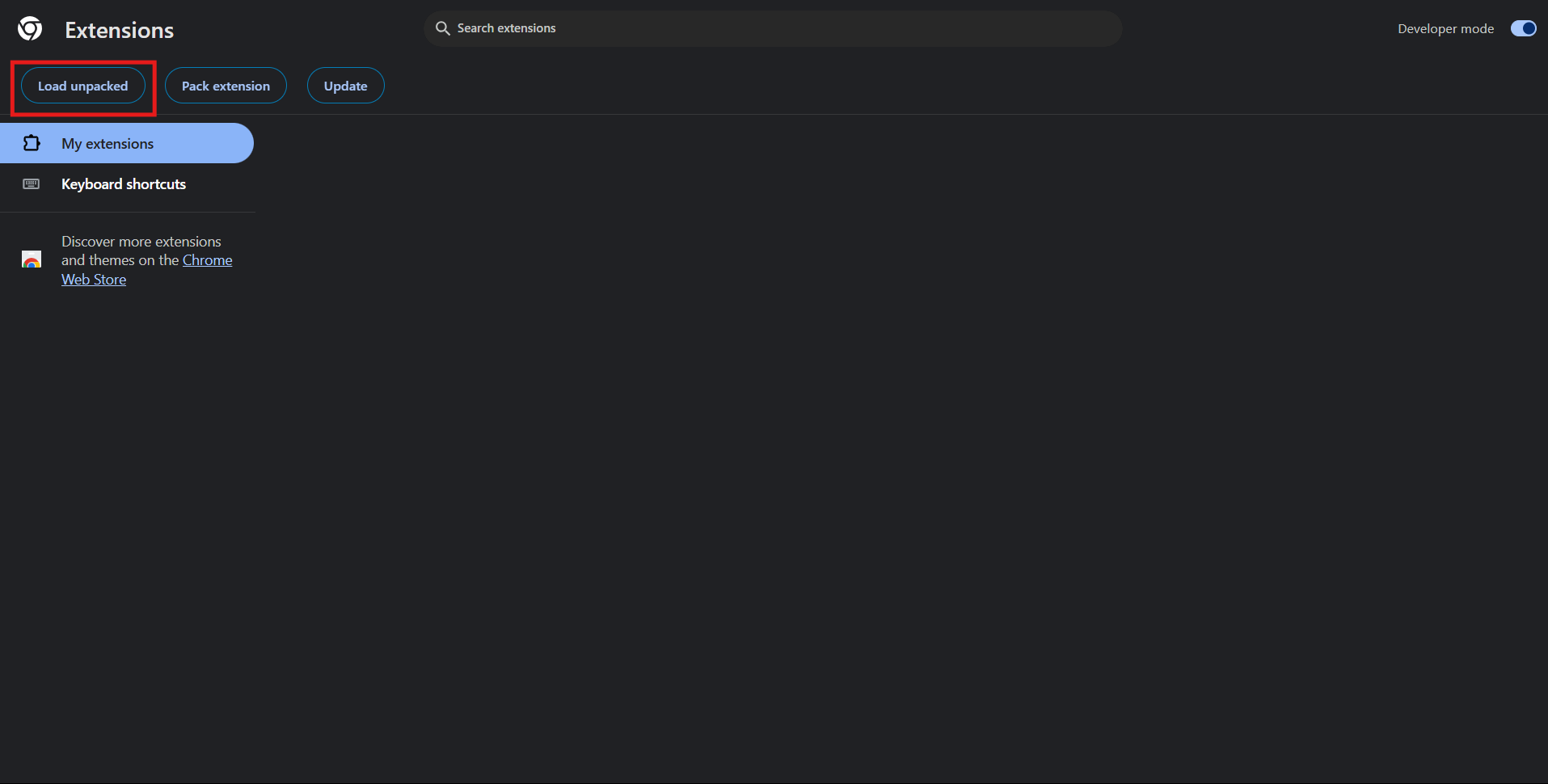 Load Unpacked Button